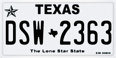 TX license plate DSW2363