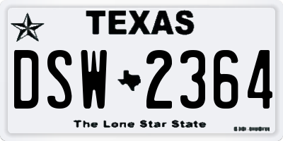 TX license plate DSW2364