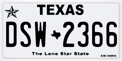 TX license plate DSW2366
