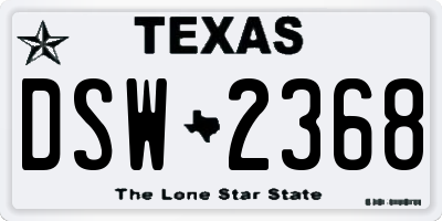 TX license plate DSW2368