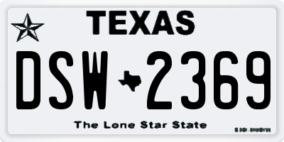 TX license plate DSW2369