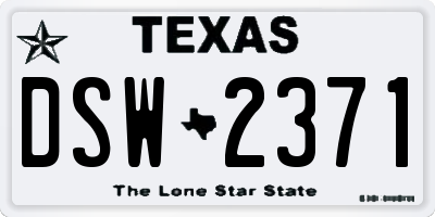 TX license plate DSW2371