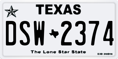 TX license plate DSW2374