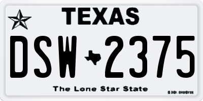TX license plate DSW2375