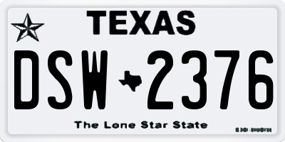 TX license plate DSW2376
