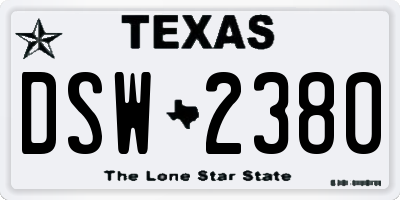 TX license plate DSW2380
