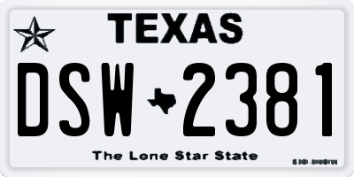 TX license plate DSW2381