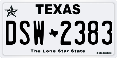 TX license plate DSW2383