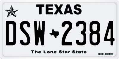TX license plate DSW2384
