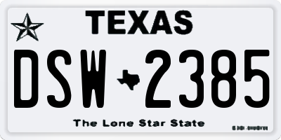 TX license plate DSW2385