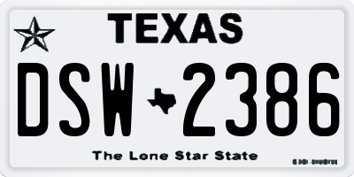TX license plate DSW2386