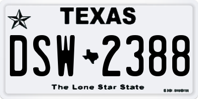TX license plate DSW2388