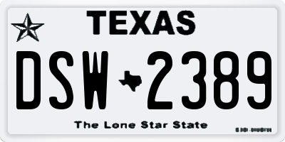 TX license plate DSW2389