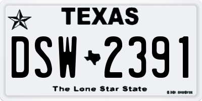 TX license plate DSW2391