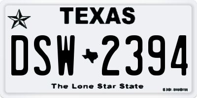 TX license plate DSW2394