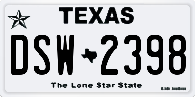 TX license plate DSW2398