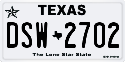 TX license plate DSW2702