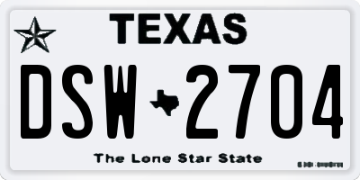 TX license plate DSW2704