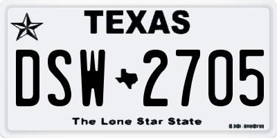 TX license plate DSW2705