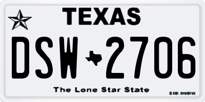 TX license plate DSW2706