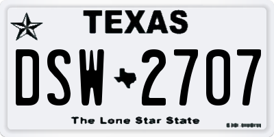 TX license plate DSW2707