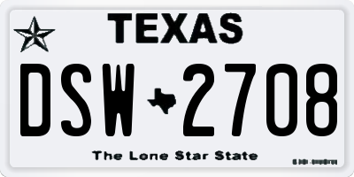 TX license plate DSW2708