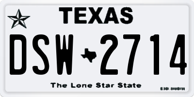 TX license plate DSW2714