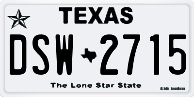 TX license plate DSW2715