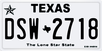 TX license plate DSW2718