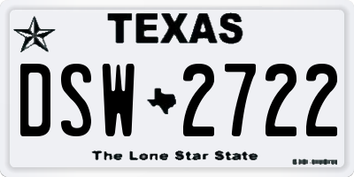 TX license plate DSW2722