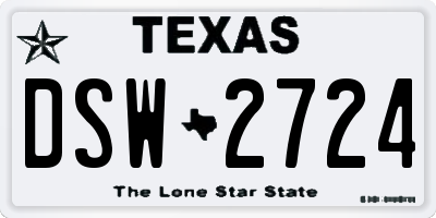 TX license plate DSW2724