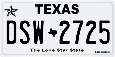 TX license plate DSW2725