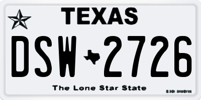 TX license plate DSW2726