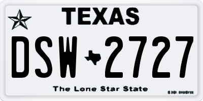 TX license plate DSW2727