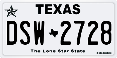 TX license plate DSW2728