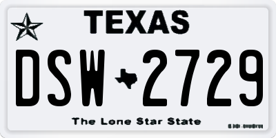 TX license plate DSW2729