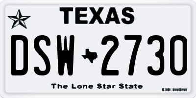 TX license plate DSW2730