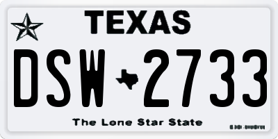 TX license plate DSW2733