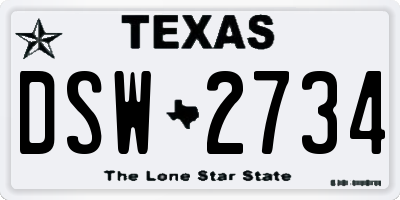 TX license plate DSW2734