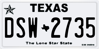 TX license plate DSW2735