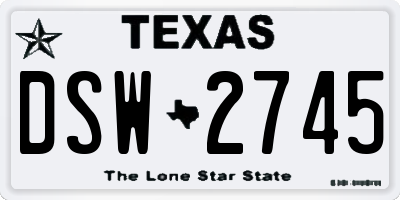 TX license plate DSW2745
