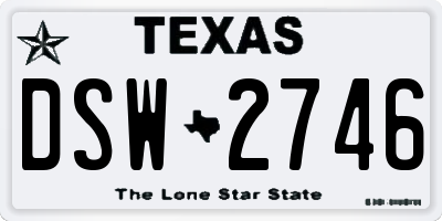 TX license plate DSW2746