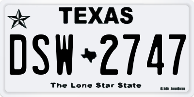 TX license plate DSW2747