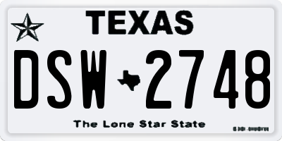 TX license plate DSW2748