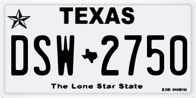 TX license plate DSW2750