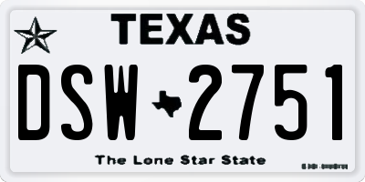 TX license plate DSW2751