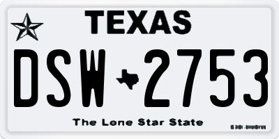 TX license plate DSW2753