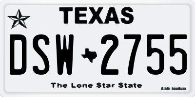 TX license plate DSW2755
