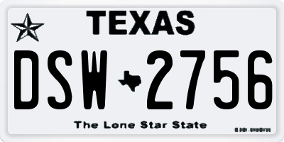 TX license plate DSW2756