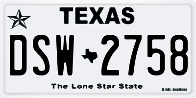 TX license plate DSW2758